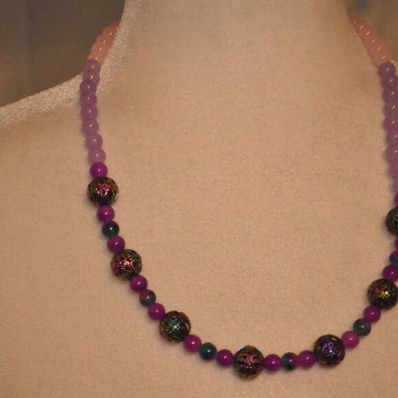 Purple Gradient Bauble and Bead Necklace - Picture 2 of 8